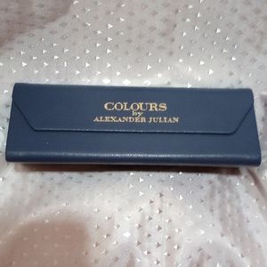 Colour By Alexander Julian Eye Glasses Case, Blue Gold Letter, Fold travel